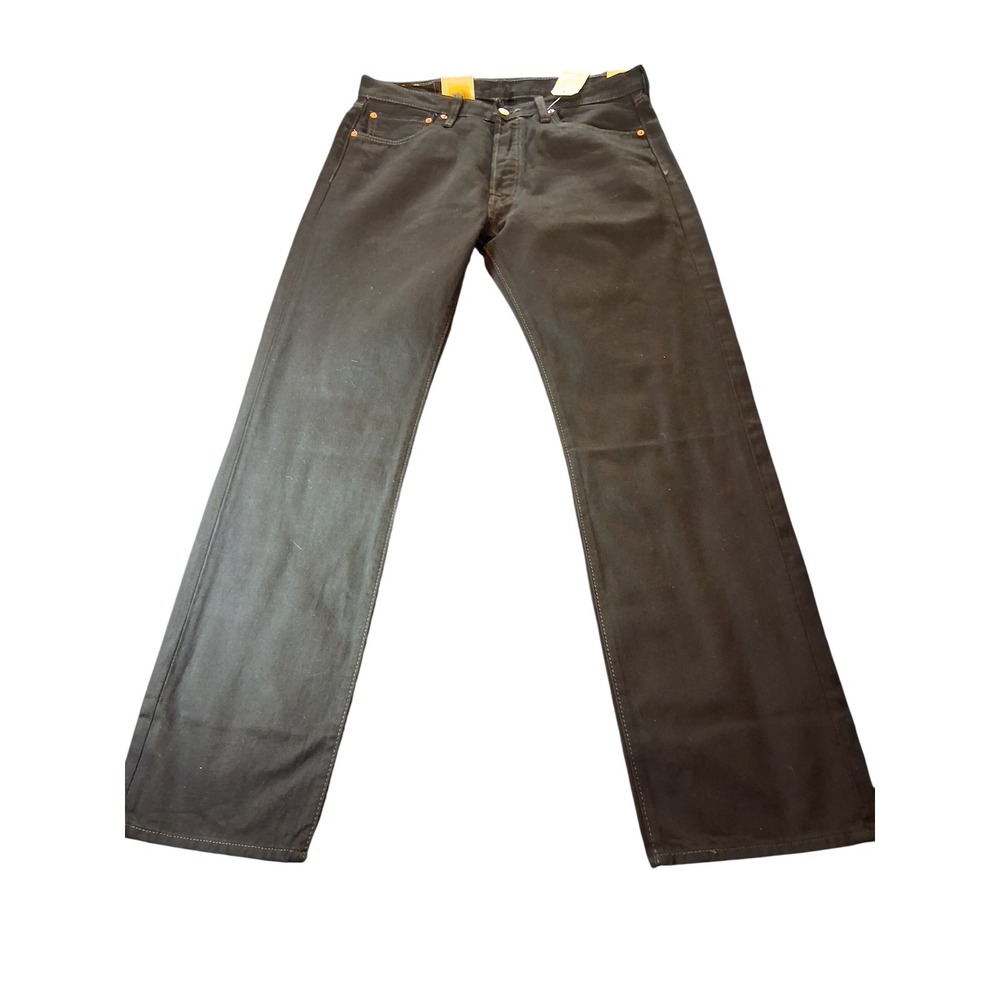 Levis 501 Original Mens Jeans Black Straight Leg Denim Pants 34x32 NWT